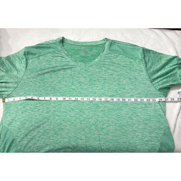 Green Heathered V-Neck Tunic Unisex Top Size 3XL Relaxed Fit Short Sleeve - Picture 7 of 10